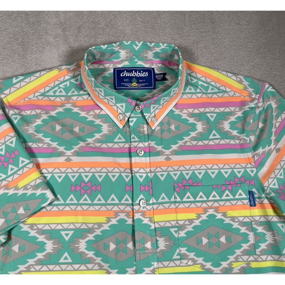 Chubbies "The En Fuego Wild" Short Sleeve Shirt Men Size‎ M1/2 Button Up  *EUC